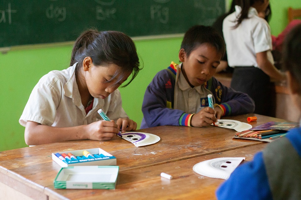 The children were engrossed in making their very own paper masks, and we had a lot of fun watching their creative juices flow.