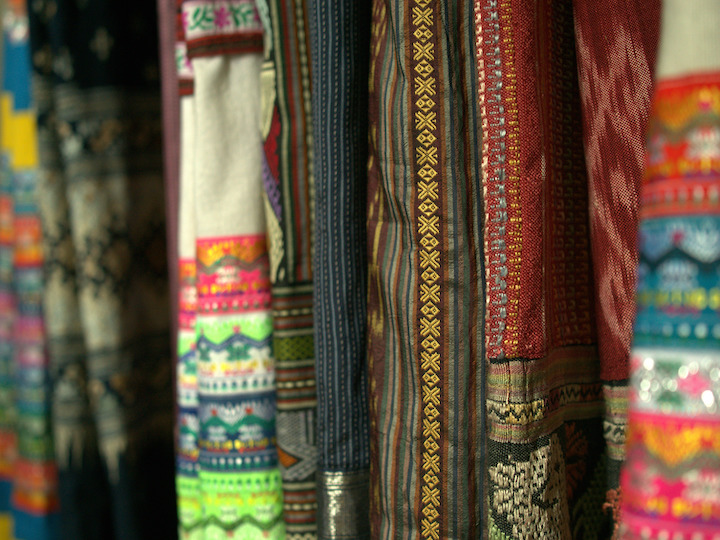 Traditional clothes rental shop Sao Sinh in Luang Prabang offers sinh from different provinces.