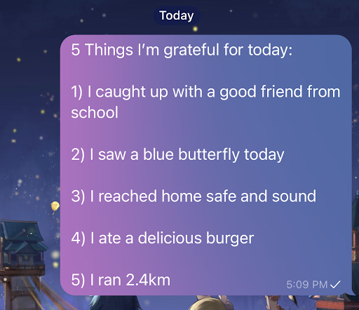 Gratitude Journal you can easily do by texting yourself